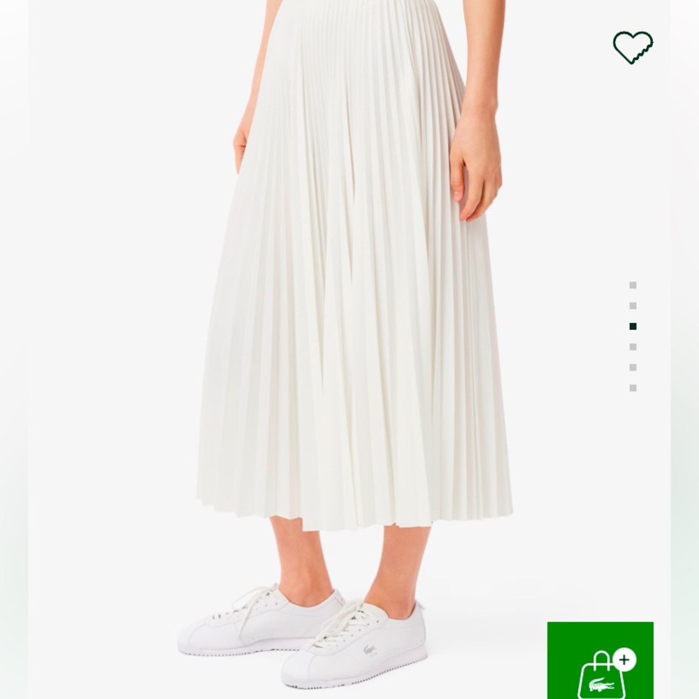 New Lacoste Pleated Midi Skirt Size 14 White Washable Summer Wedding Classic